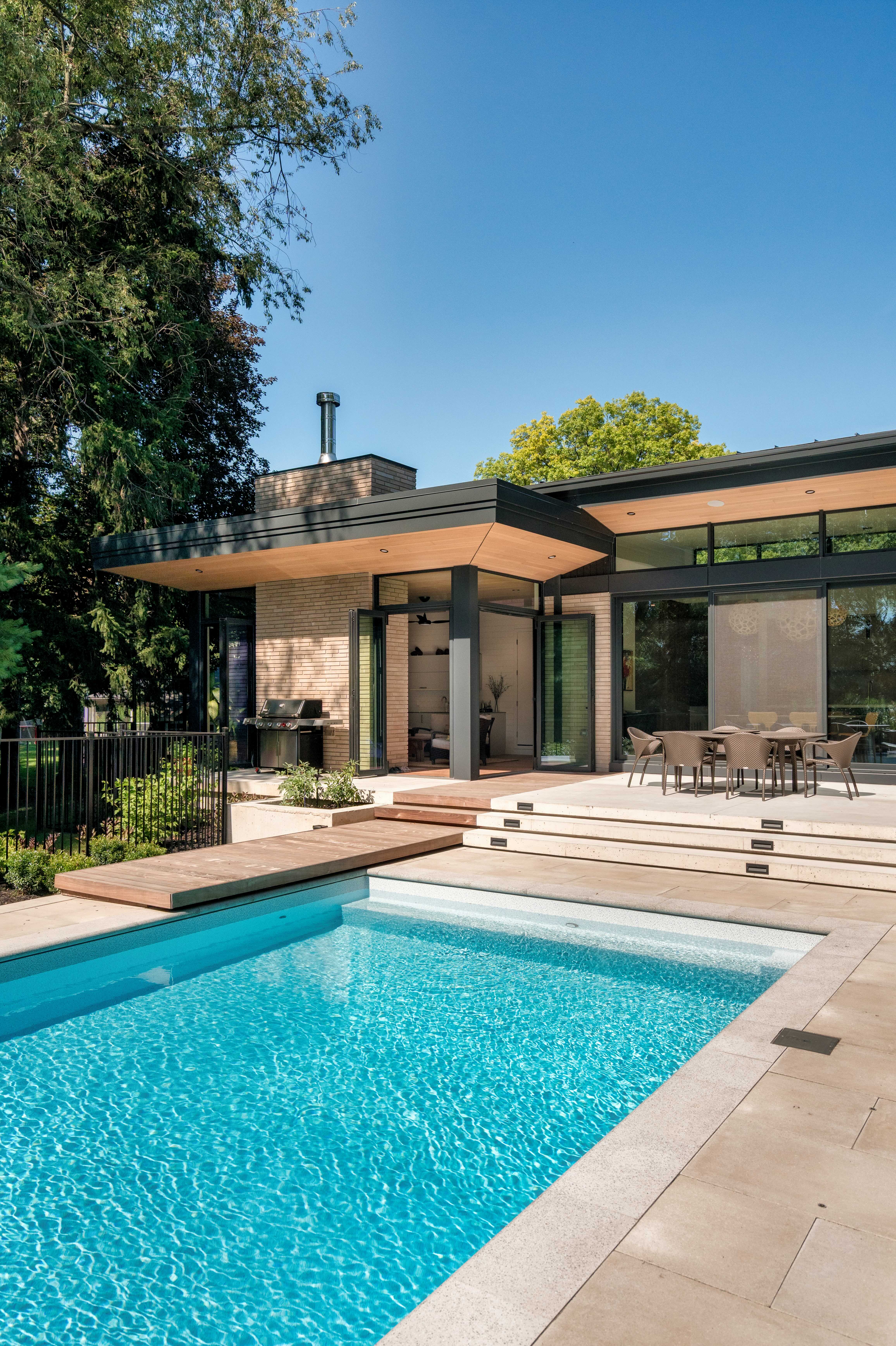 Pool terrace at golden hour